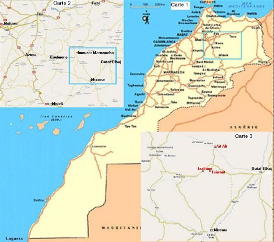 Carte de situation de Tsiwant/Maroc